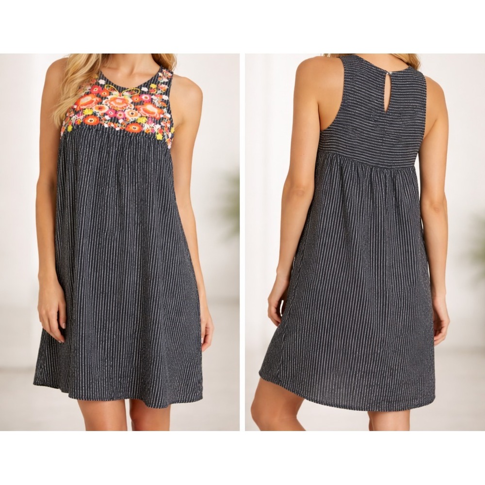 THML Mini Boutique Festival Dress Sleeveless Embroidered Minimalist Size Small